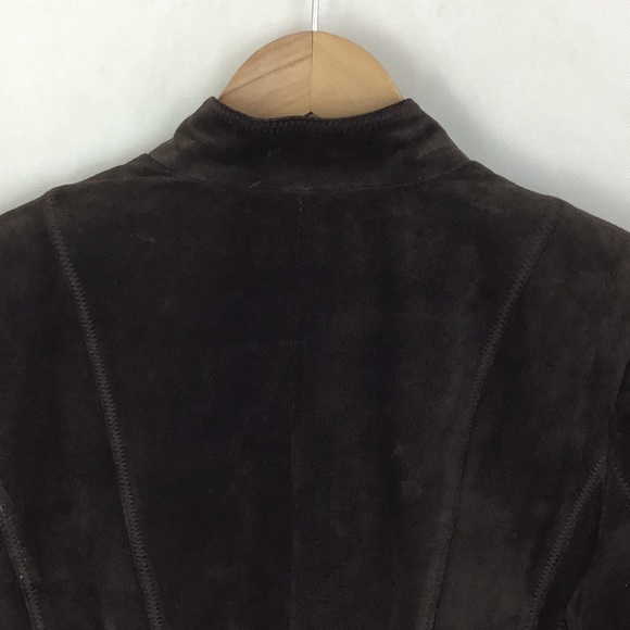 CLASSIQUES ENTIER Brown Leather Suede Short Jacket - Picture 7 of 11